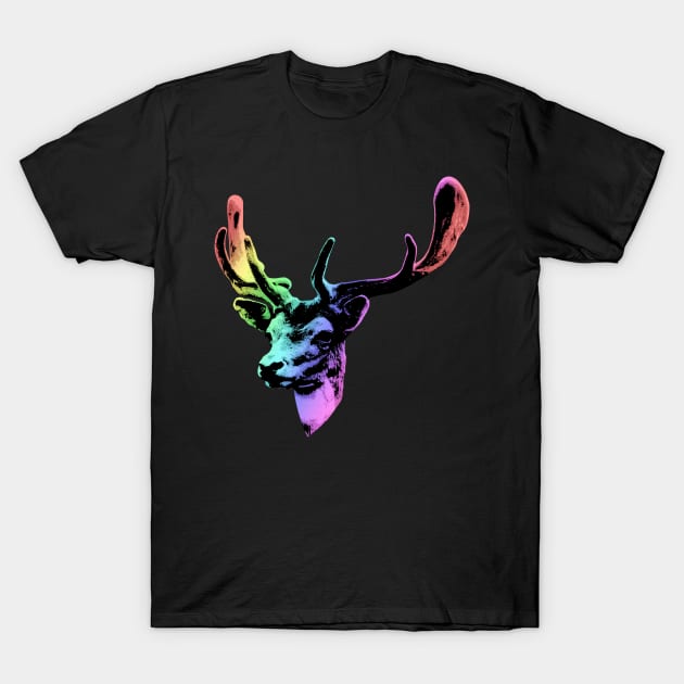 Deer Neon DJ Cool and Funny T-Shirt by Nerd_art